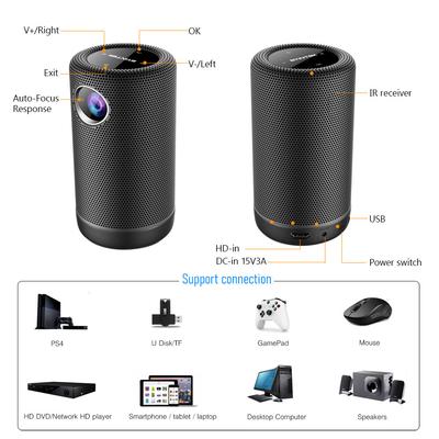 4K репроекторы DLP радиотелеграфа СИД репроектора андроида 9 мини с HIFI режимом диктора